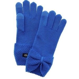 UGG Womens True Blue Knit W Bow Tech Compatible Gloves SZ Small NEW
